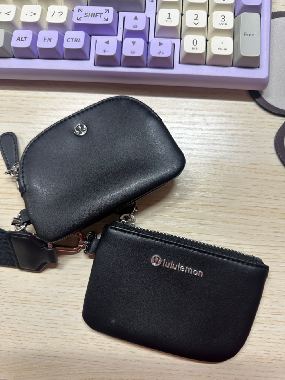 lululemon athletica Black Leather Key Pouches (Set of 2)